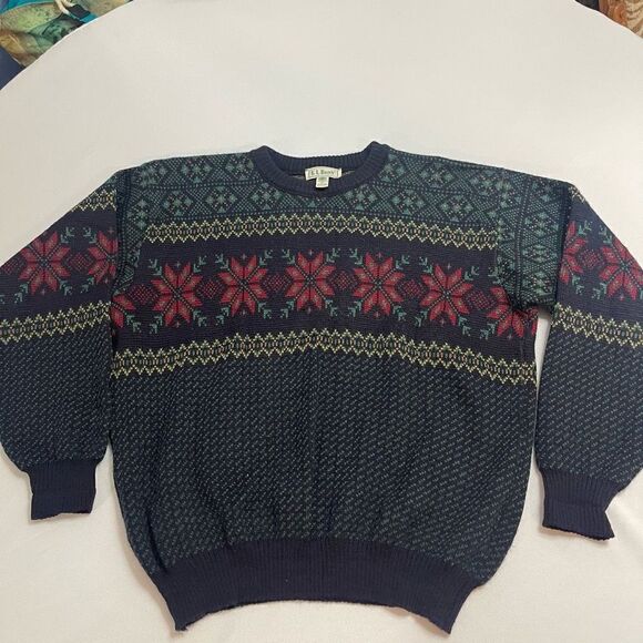L.L. Bean Other - LL Bean Norwegian Snowflake Wool Sweater VTG 90s Nordic Made In Ireland Large